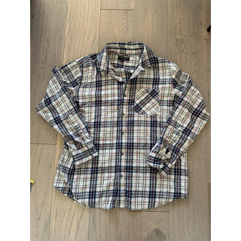 Banana Republic Mens Plaid Button Down Shirt White Navy XL